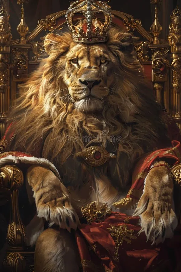 澳门赌博王者狮王宝座油画